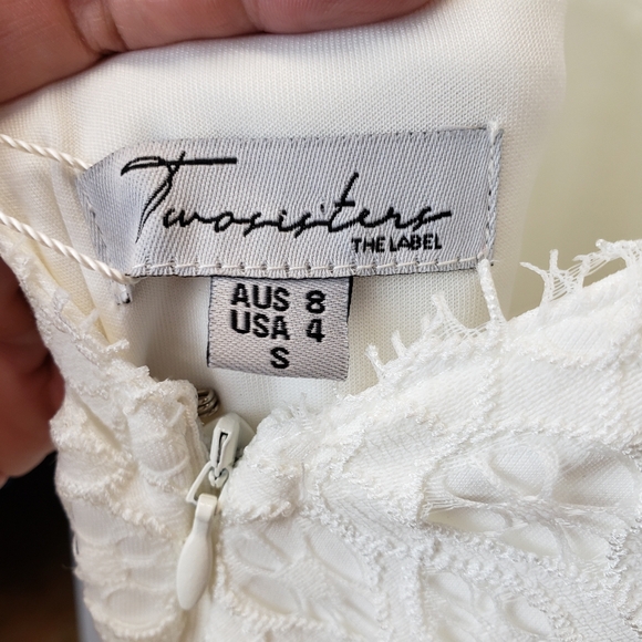 Two Sisters the Label Reyna White Dress midi lace size 4 - Picture 9 of 14